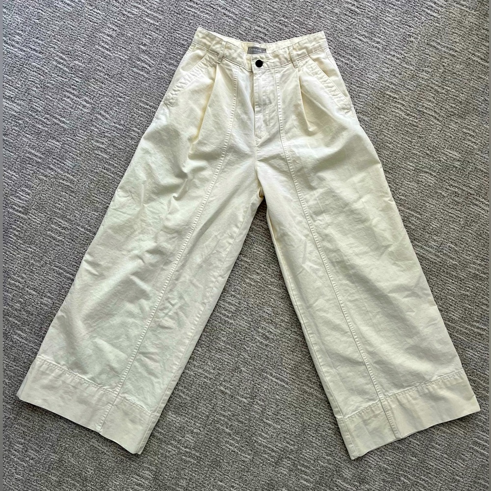 Everlane wide leg off-white cotton pants, size 4